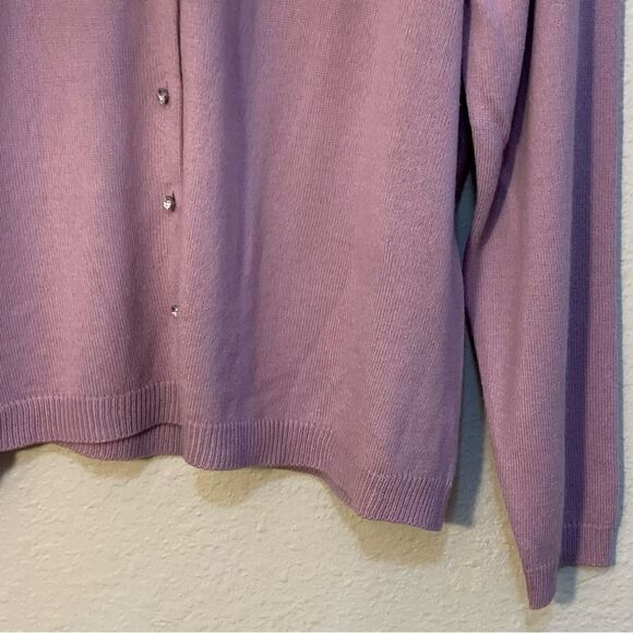 WORTHINGTON Sequence Bead Lavender Cardigan Faux Gem Buttons Women 1X. - Picture 6 of 12